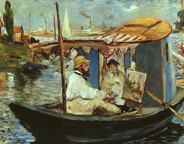 Edouard Manet Claude Monet Working on his Boat in Argenteuil Germany oil painting art